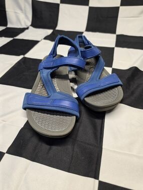 BareTraps Blue Strappy Hook-and-Loop Sport Sandals